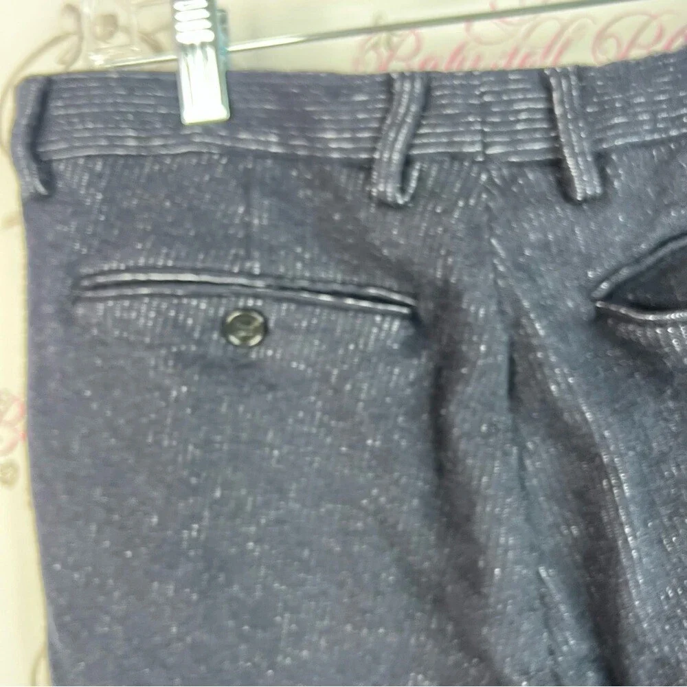 Banana Republic cropped pants slim fit blue white striped linen Pants Italy